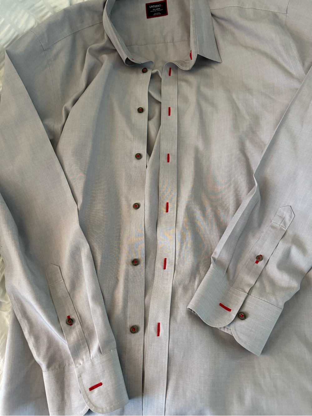 UNTUCKit Rubican Men’s Light gray Dress Shirt with Red Accent